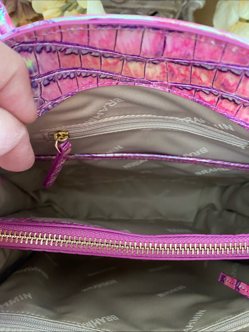 Brahmin Rosetta and matching Lennon wallet, Purple Iris - Picture 5 of 7